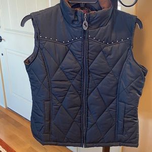 XL Cowboy Up Black Rhinestone Puff Vest